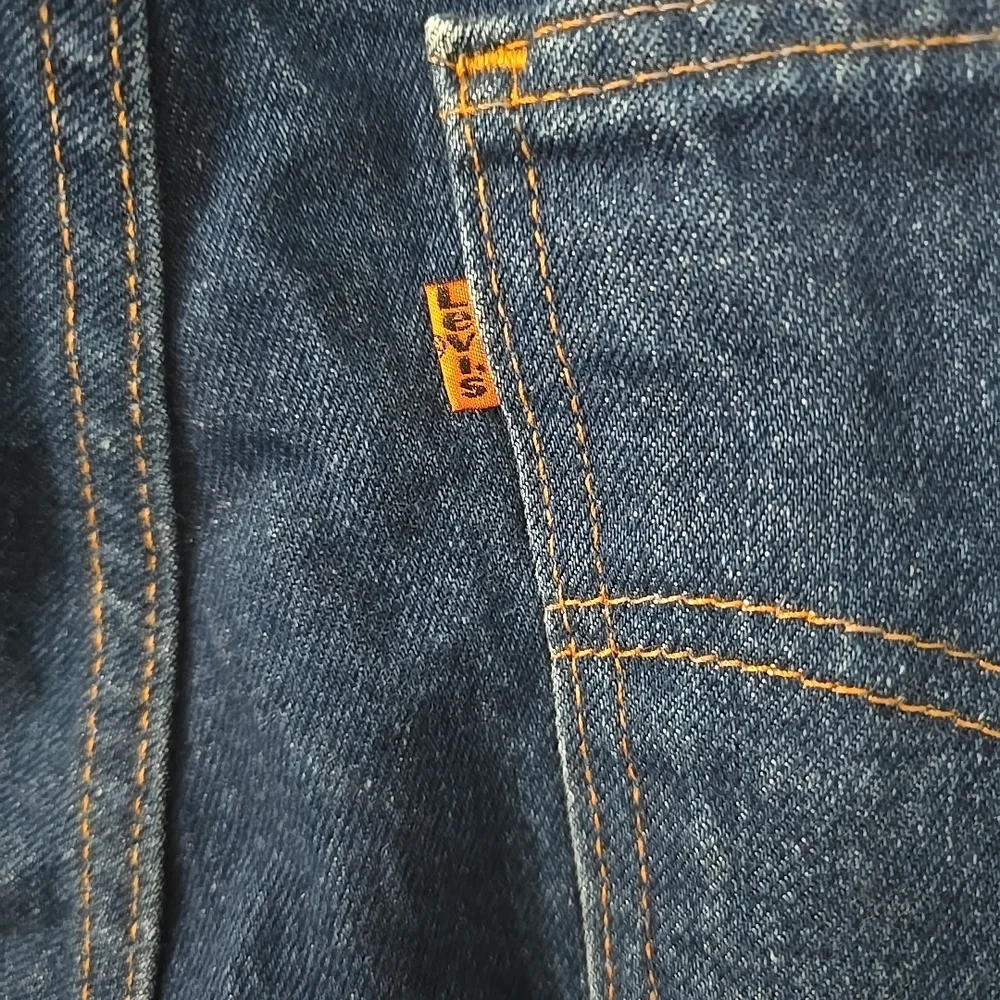 Vintage Orange Tab Levi's 506 Dark Wash Blue‎ Jeans Size 36x27 Paint Splatter